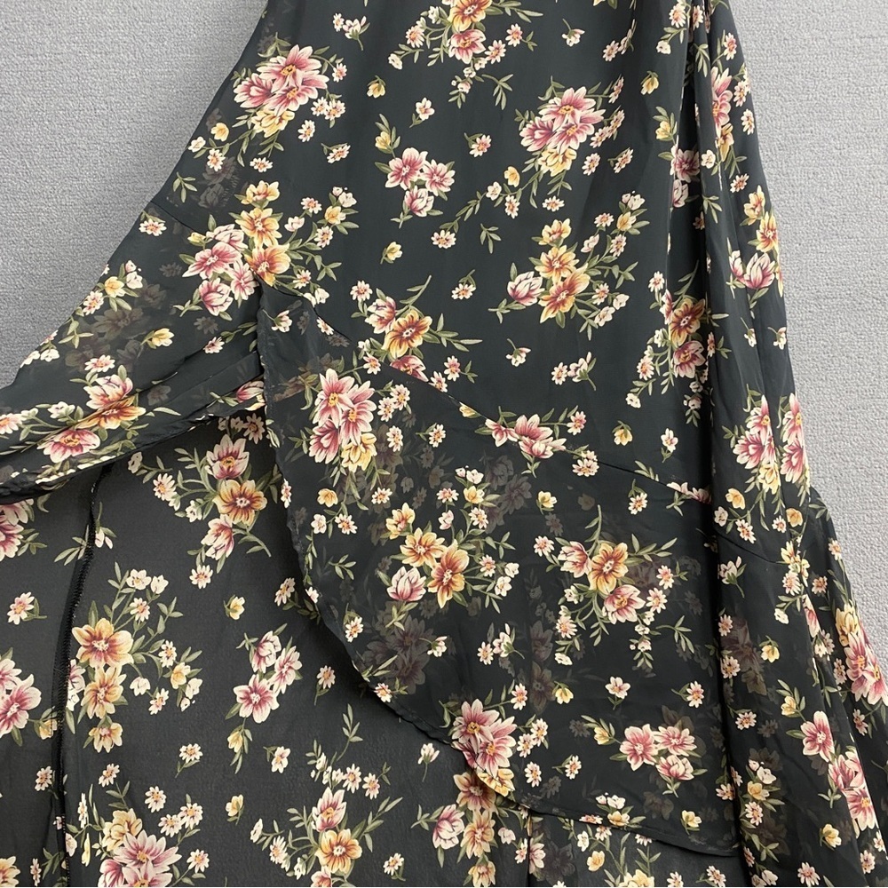 Lulus Harmonia Black Floral Print High-low Maxi Dress size S - Picture 4 of 7